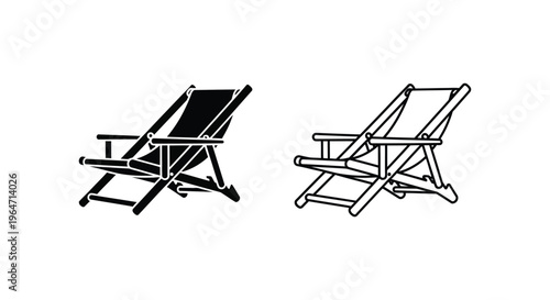 Two reclining beach chairs Vector