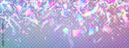 Carnival Glitter With Hologram. Disco Background With Kaleidoscope And Crystal Flares. Aurora Rays Refract Through Transparent Glass, Creating A Blur. Blue And Purple Carnival Glitter