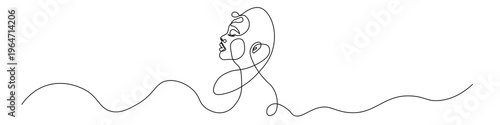 Fotografie Minimalist illustration of a girl's face, made with one continuous line in monoline style