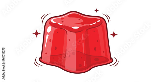 A vibrant red gelatin dessert with sparkling stars presented as a bold graphic silhouette high quality professional detailed modern elegant stylish