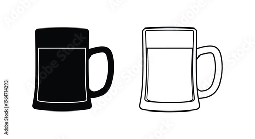 Black and white beer mugs illustration Vector
