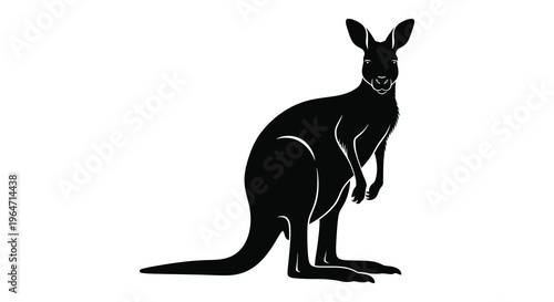 A striking black silhouette of a kangaroo standing upright showcasing its powerful physique silhouette high quality professional detailed modern elegant stylish