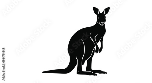 A striking black silhouette depicts a kangaroo in a poised stance highlighting its unique form silhouette high quality professional detailed modern