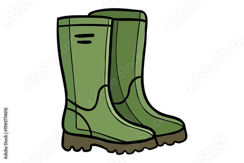 Rubber Gardening Boots Illustration Waterproof Garden Shoes