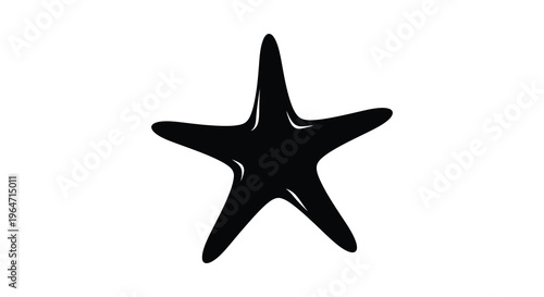 A striking black silhouette of a five pointed starfish against a plain white background simple and graphic silhouette high quality professional detailed