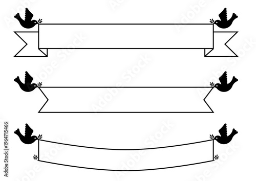 平和の鳩とリボンフレームイラストセット