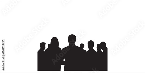 Silhouette of back view of business people.