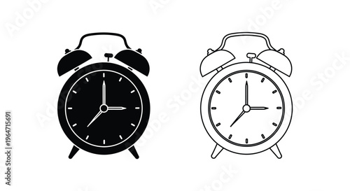 Black and white alarm clocks Vector