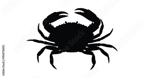 A striking black silhouette of a crab with outstretched claws showcasing its unique form silhouette high quality professional detailed modern elegant