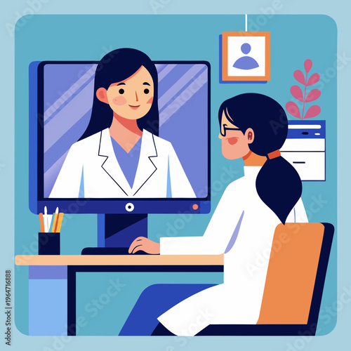 Online medical consultation with female doctor