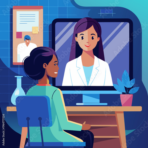 Virtual medical consultation with a female doctor