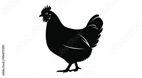 A striking black silhouette of a proud rooster standing in profile showcasing detailed feathering silhouette high quality professional modern elegant stylish