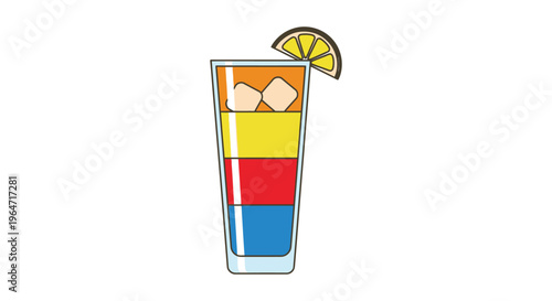 A vibrant layered cocktail illustration with a citrus garnish showcasing a striking color scheme silhouette high quality professional detailed modern elegant