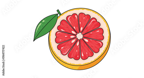 A vibrant stylized half grapefruit with detailed segments and a single leaf presented as a silhouette high quality professional modern elegant