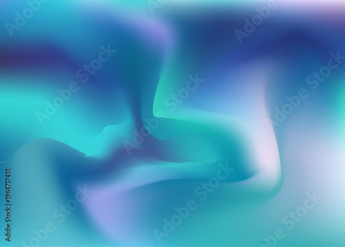 Aurora Light Gradient. Borealis Gradient Blur. Northern Aurora Light. Green, Blue And Purple Abstract Sky. Magical Polar Stars And Deep Teal Horizon. Dark Space With Bright Neon Galaxy.