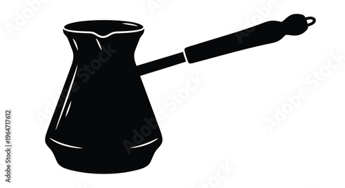 Black turkish coffee pot with handle a striking silhouette