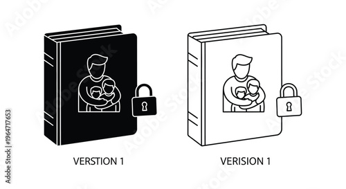 Family man reading book and lock concept Vector