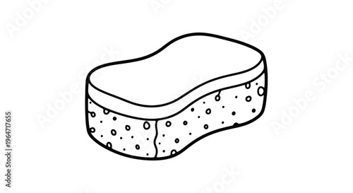 Simple black and white drawing of a kitchen sponge silhouette