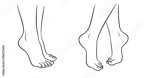 Detailed drawing of human feet showcasing anatomical form silhouette