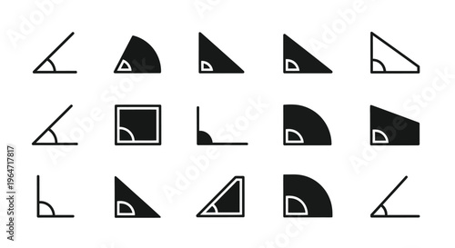 Geometric shapes and angles displayed as a black silhouette