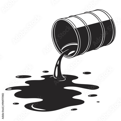 Oil barrel pouring oil on the ground spill pollution black oil