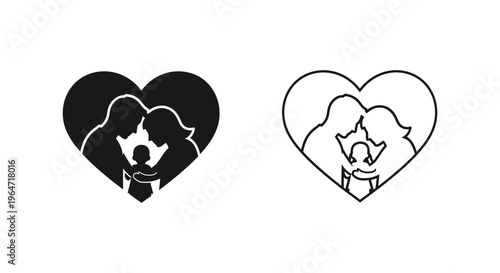 Heart shaped dog silhouette portrait line art Vector