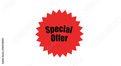A vibrant red starburst label displaying a special offer silhouette