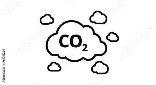 Carbon dioxide emission cloud graphic with simple outline silhouette