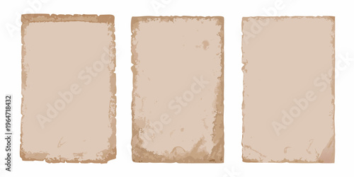 Three aged rectangular paper or parchment sheets arranged vertically