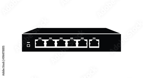 Black network switch with multiple ports a minimalist silhouette