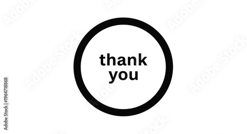 Simple black circle contains thank you text a bold silhouette