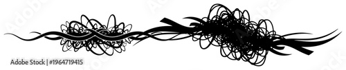 Messy tangled scribble and chaotic line drawing in abstract black and white vector style