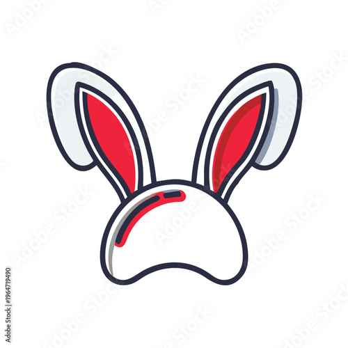 Flat-line Bunny Ears Headband Icon Symbol for Spring Season Celebration and Easter Holiday