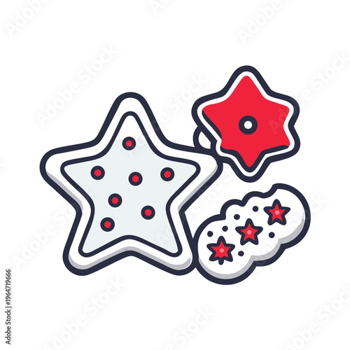 Line-art Ginger Cookies Set for Festive Winter Treats Marketing and Merry Christmas Celebration