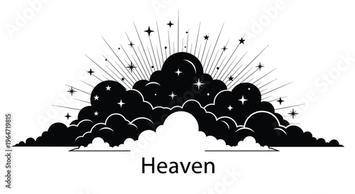 Dark clouds and starry sky create a heavenly dramatic silhouette