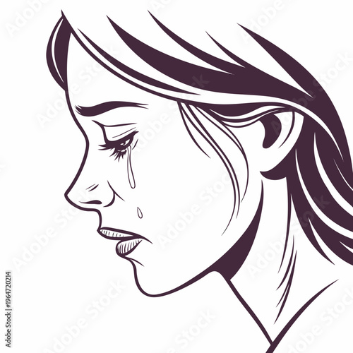 Crying woman with tears sorrowful
