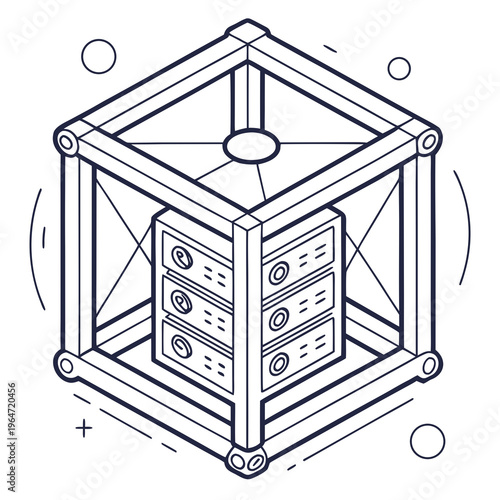 Server cube with rack and cables technology