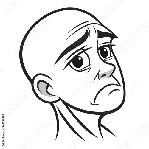 Bald man with worried expression concerned anxious