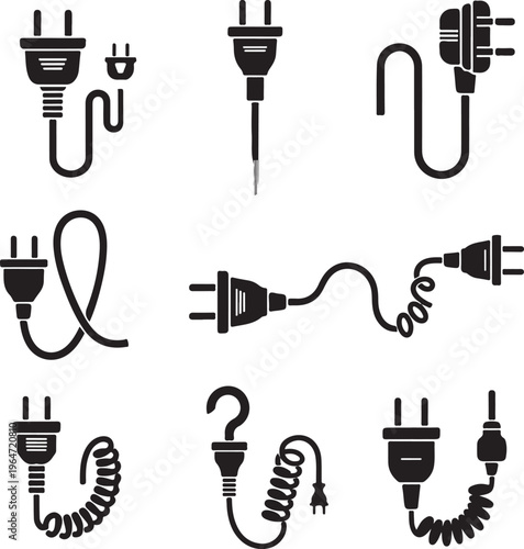A set of electric plug and socket vector illustration