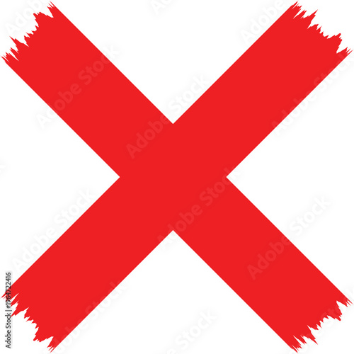 A large red x symbol on a white background