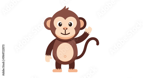 A charming cartoon monkey waves cheerfully with a friendly expression showcasing a distinct silhouette high quality professional detailed modern elegant stylish