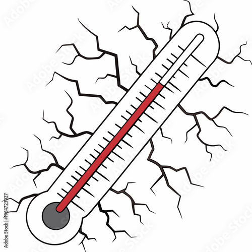 Thermometer with temperature on cracked ground heat global warming