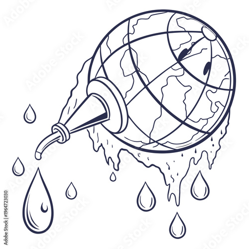 Melting globe with a syringe injecting liquid climate change