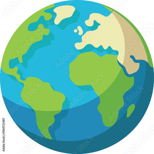 Colorful illustration of the Earth from space showing continents and oceans