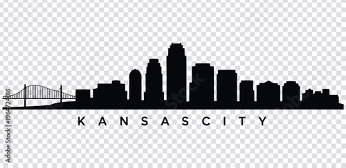 Bild auf Leinwand Vector illustration kansas city skyline silhouette with bridge