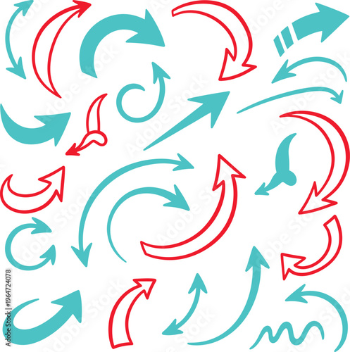 Collection of colorful arrows pointing in various directions