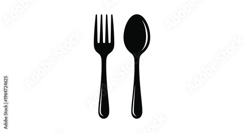A minimalist depiction of a fork and spoon presented in stark contrast creating a striking silhouette high quality professional detailed modern