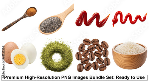 Bundle of food ingredients isolated on a transparent background