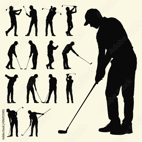 golf player silhouette vector