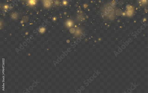 Glittering golden particles drift softly in abstract luminous waves. Tiny sparkles shimmer delicately. Perfect overlay for holiday, festive, and magical projects.